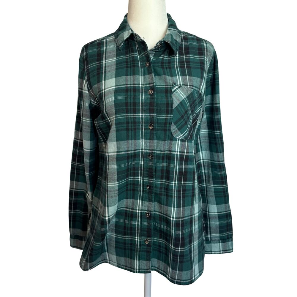 True Craft Women’s Flannel Shirt Plaid Green Size M